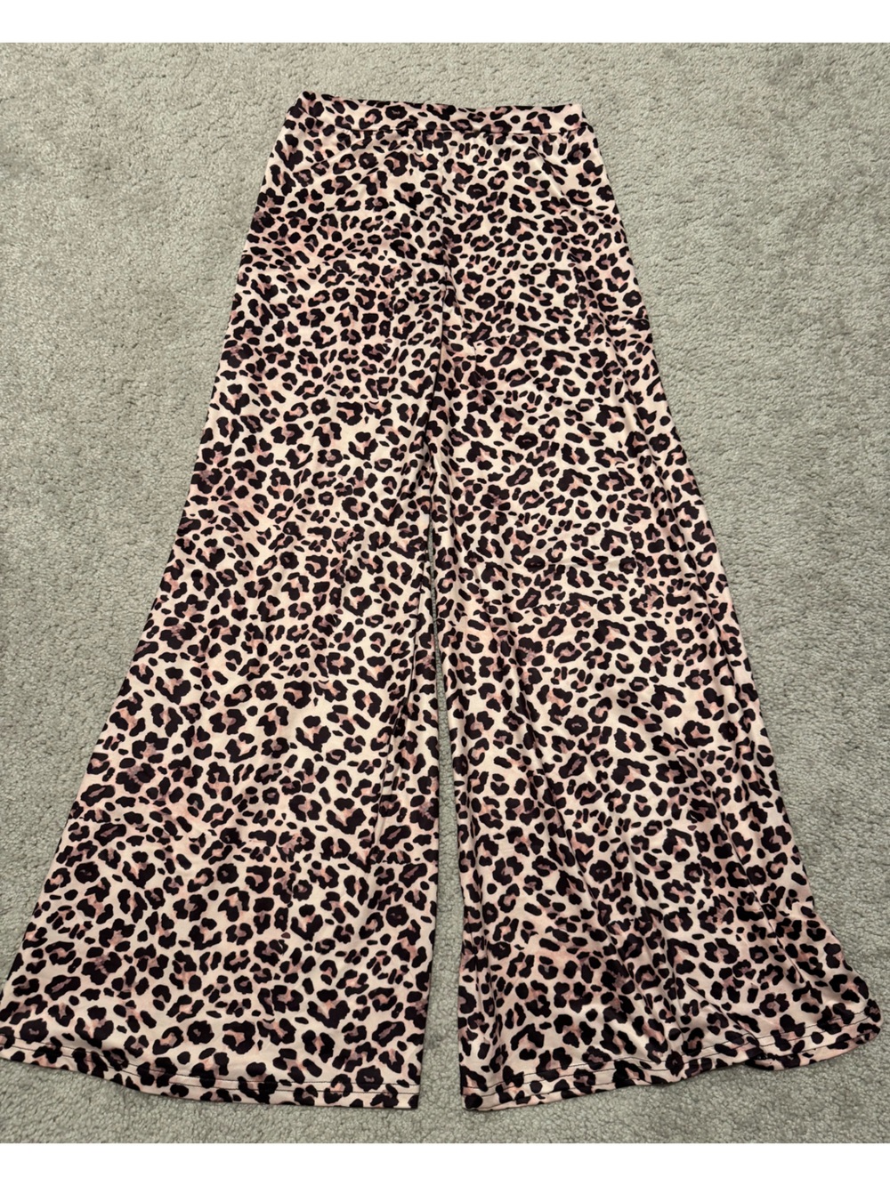 SHEIN Pink Leopard-Print Wide-Leg Pants